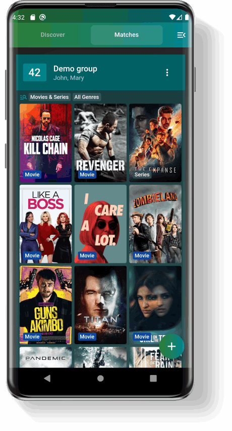 Screenshot:Watch Group with Matches